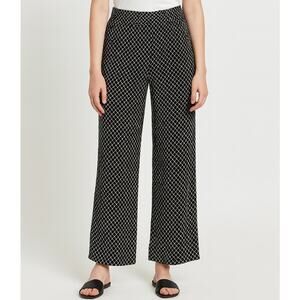 Studio 253 Womens XL 100% Rayon Pull On Pants Black White Pattern